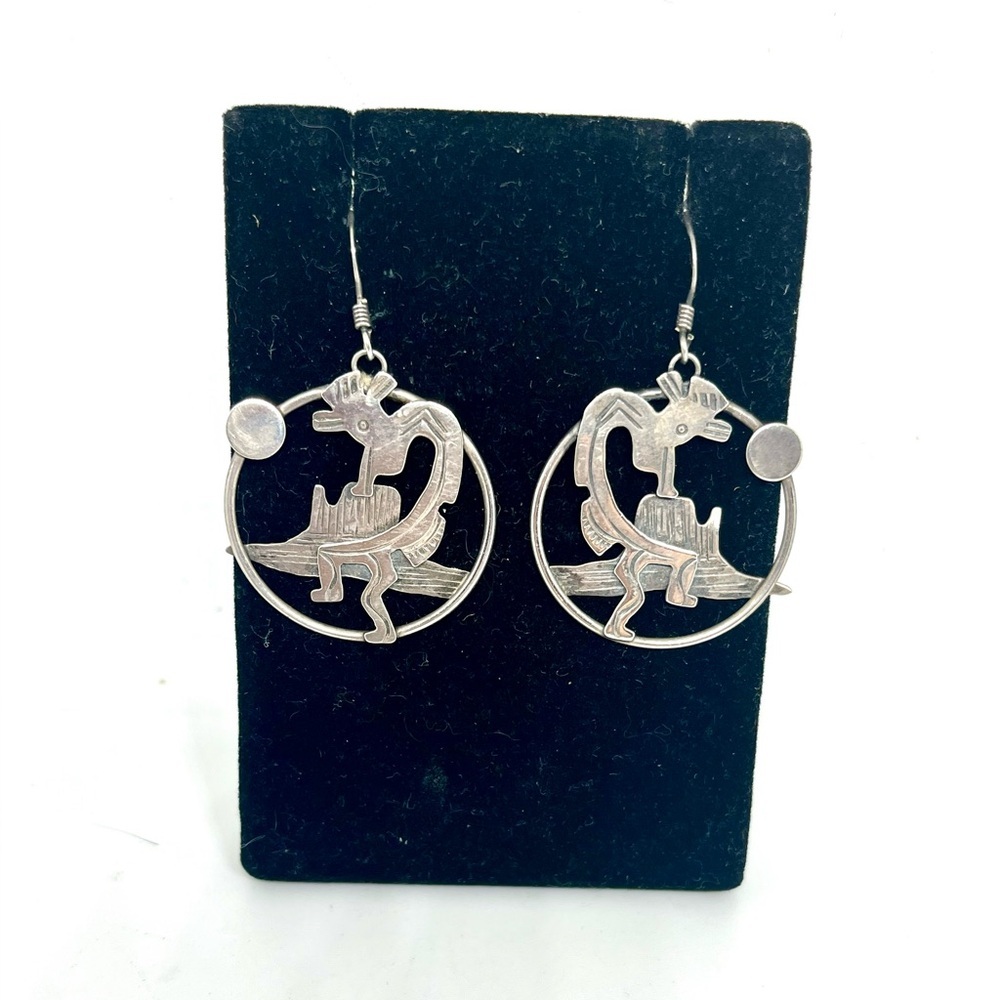 Vintage Sterling Silver Kokopelli Earrings
